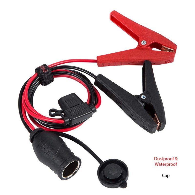 YCIND Battery Alligator Clips Clamp Clip-on to Female Cigarette Lighter Socket Outlet Battery Boost Cable Heavy Duty 30A Fuse 12V/24V 12AWG Cord 6Ft - Image 2
